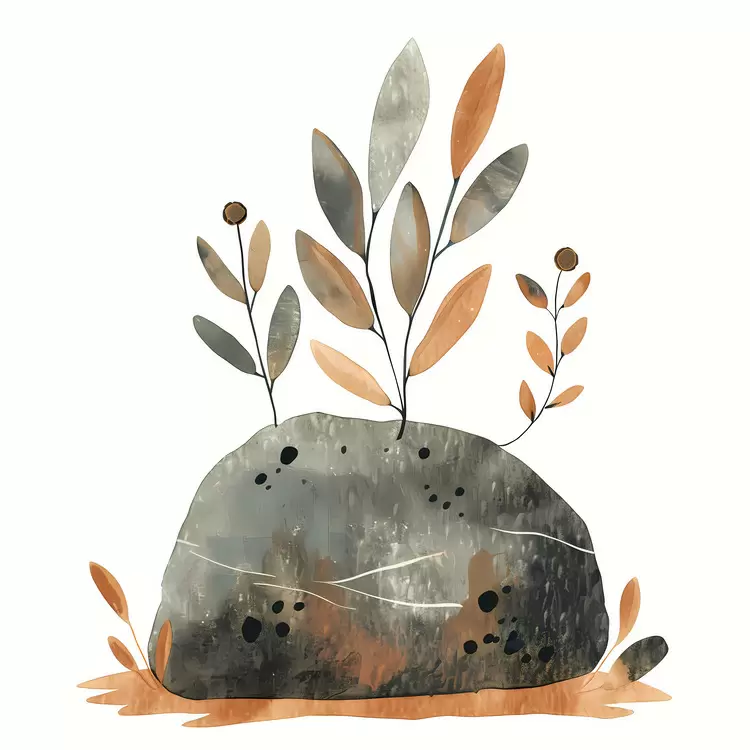 Botanical Watercolor Trees Greenery Soil