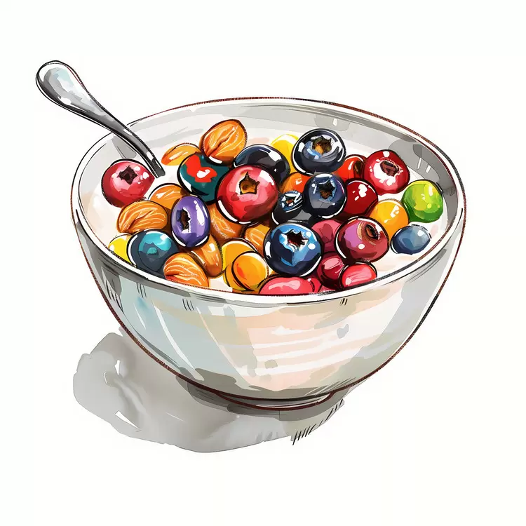 Cereal breakfast blueberries spoon