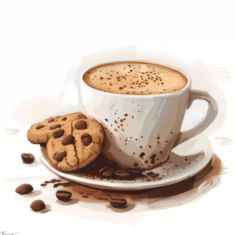 mug spoon baked goods creamer croissant