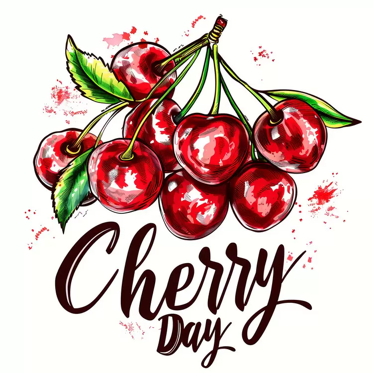 spring fresh cherries fruit watercolor illustration