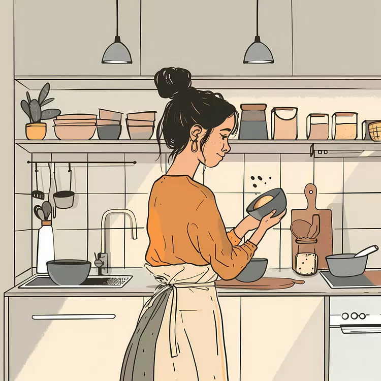Woman in kitchen kitchen appliances utensils home kitchen