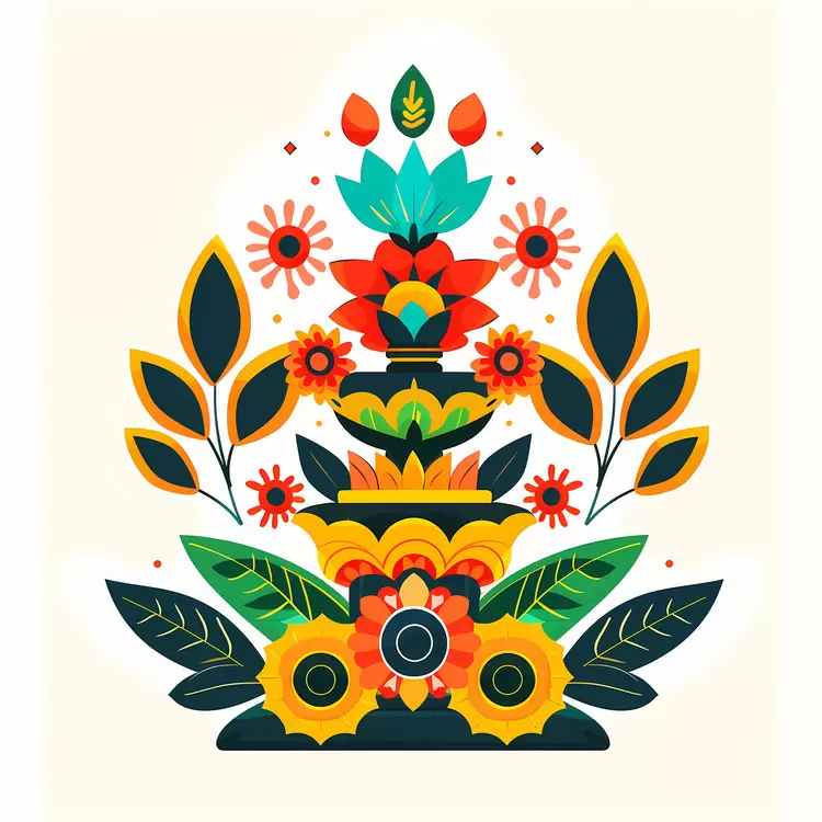 watercolor flowers onam pookalam retro floral art traditional floral design botanical illustration