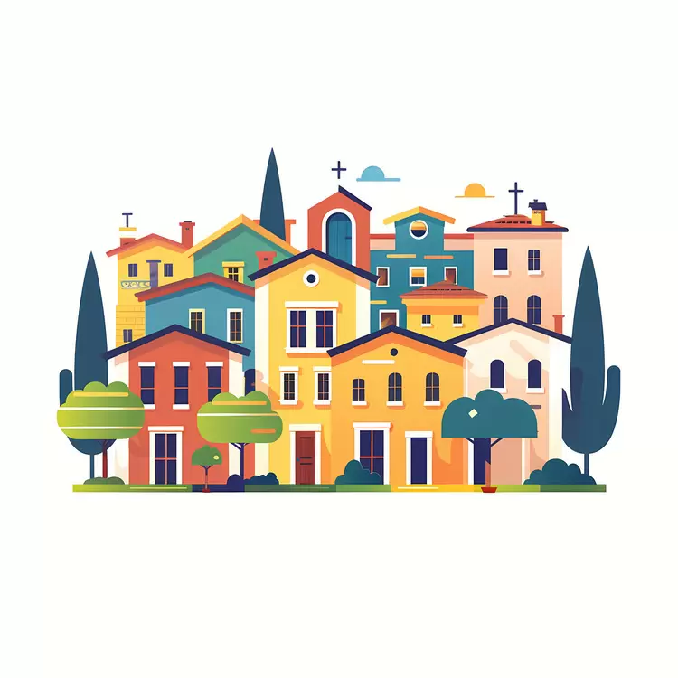 Colorful Houses in a Cute Village