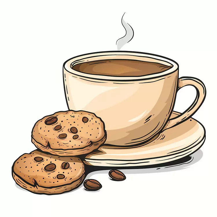 coffee beans bread eggs vector Coffee and Cookies chocolate cake