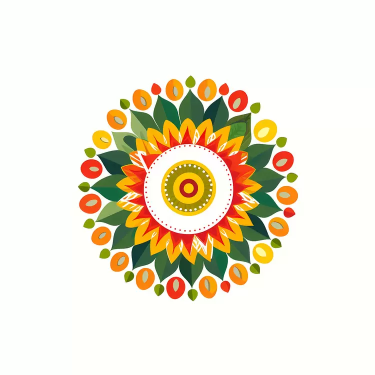 artistic patterned onam pookalam artwork hand-drawn