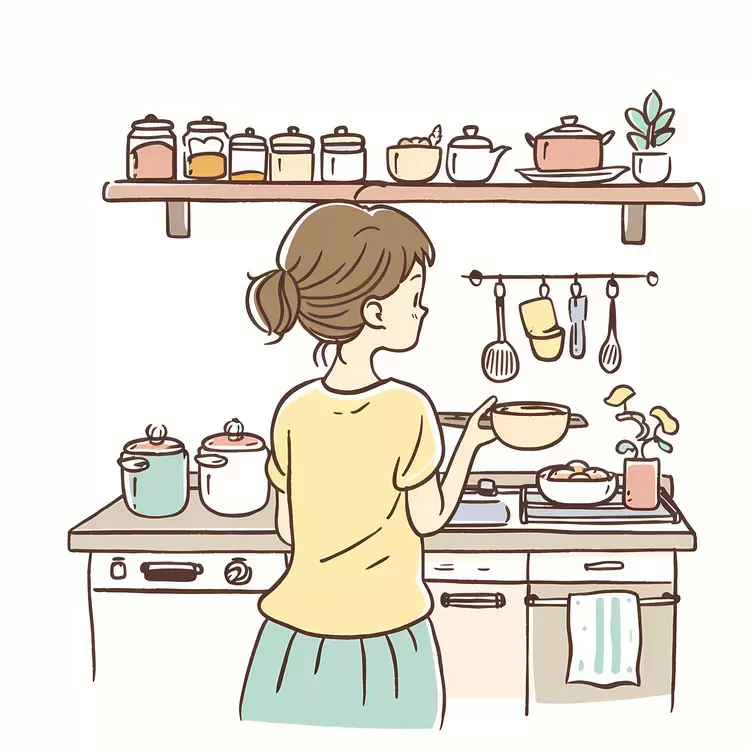 spices Woman in kitchen oven ingredients