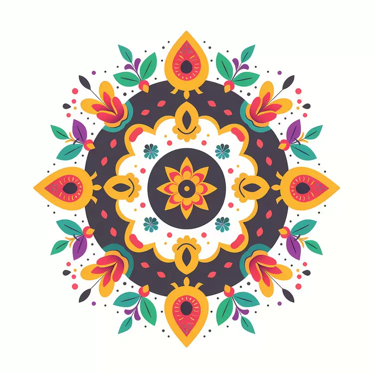 Indian art geometric shapes ornate vibrant colors artistic elements