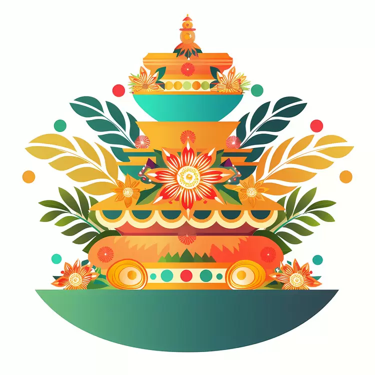 Flat design Decorative Floral Ornate onam pookalam