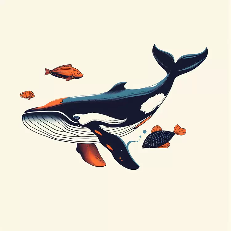 Orca Aquatic mammal Watercolor illustration Colorful illustration Fish