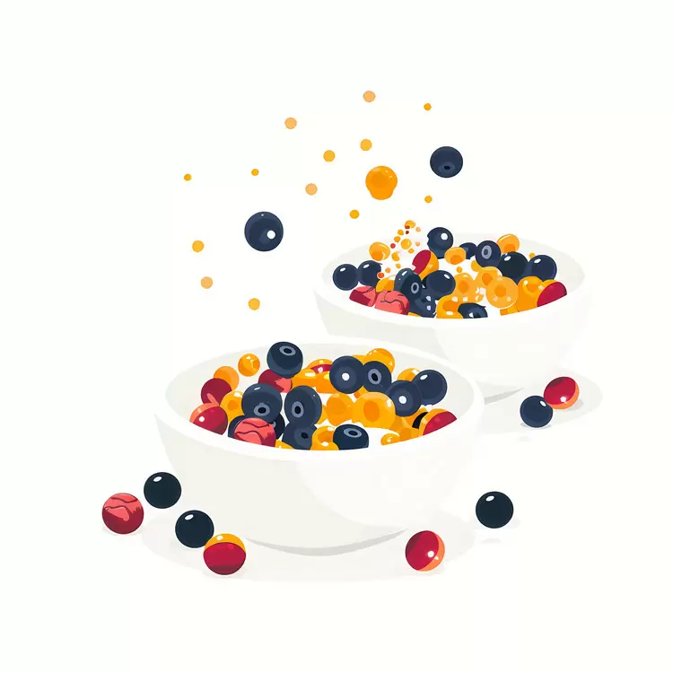 orange mug lemon Cereal breakfast berries