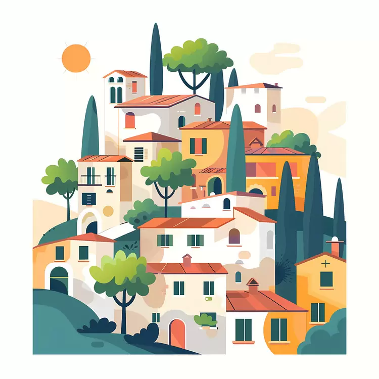 Colorful Houses on a Hill