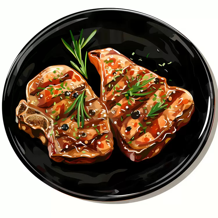 black plate sauce meat bread chicken