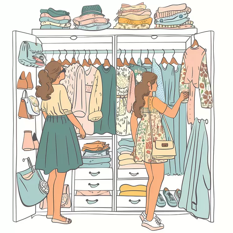 yellow Woman taking clothes rack organizer