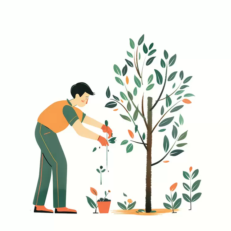 Landscape design Green living Plant care gardener trimming tree Gardening tools