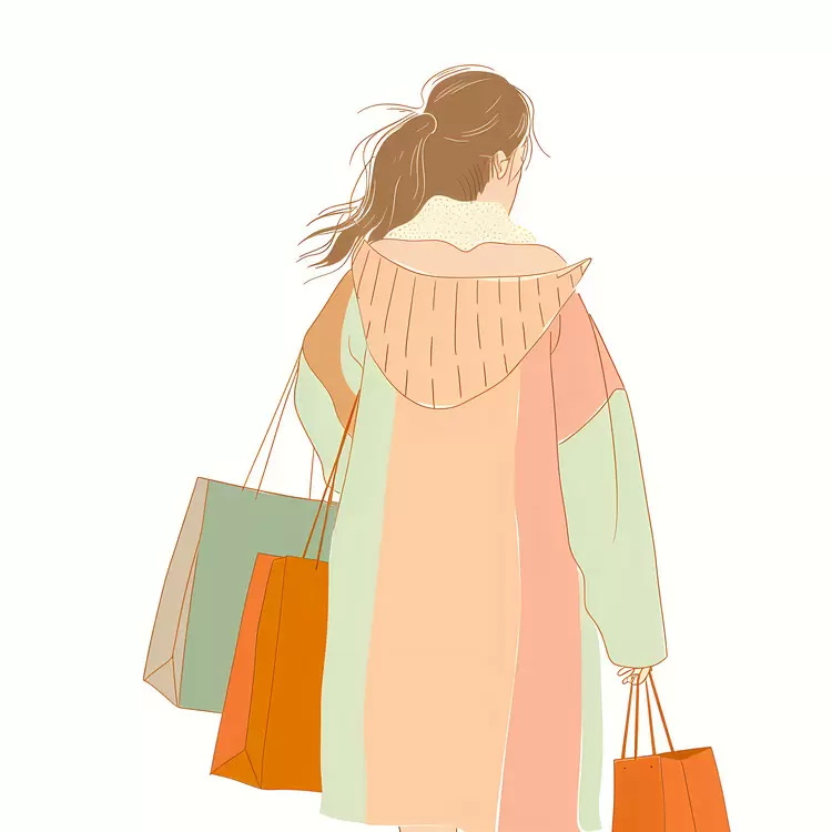 bags shopping clothes white background woman