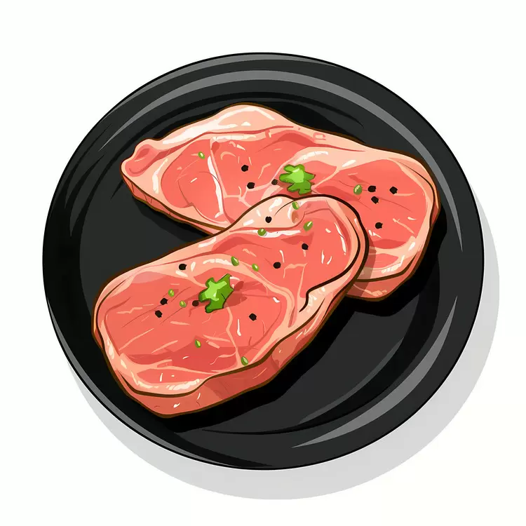 cooked meat Pork chops steak dish cooked steak on plate beef cuts