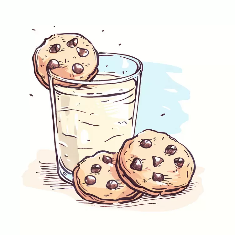 Cookies and Milk on table in background