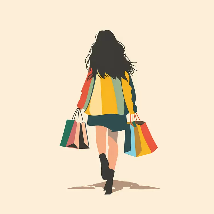Shopping Bags Long hair Colorful clothes Dress