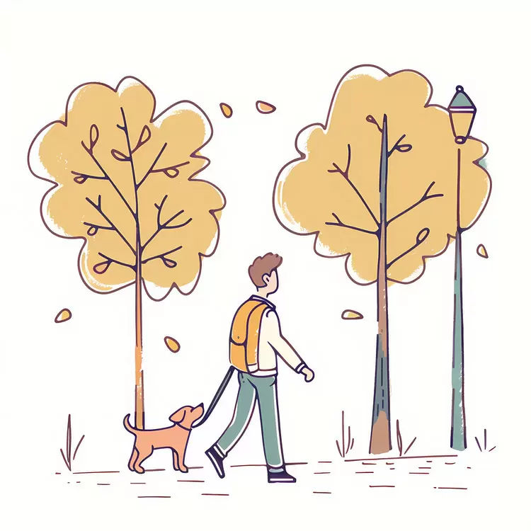 street park fall trees leash