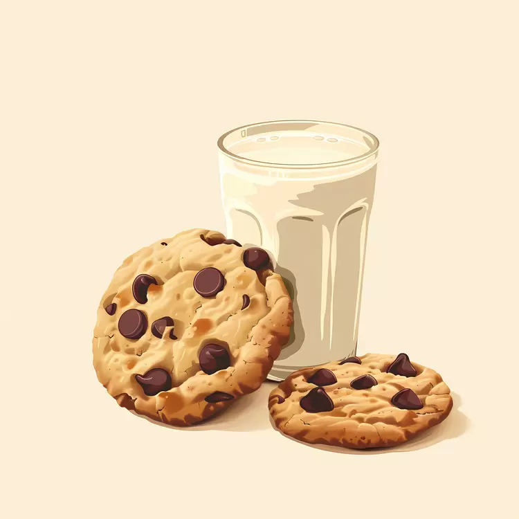 Cookies and Milk Round Sweet Brown Beige