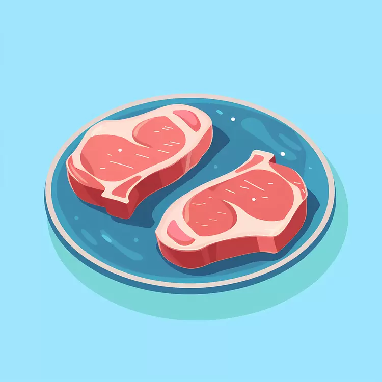 human cuts meat Pork chops blue