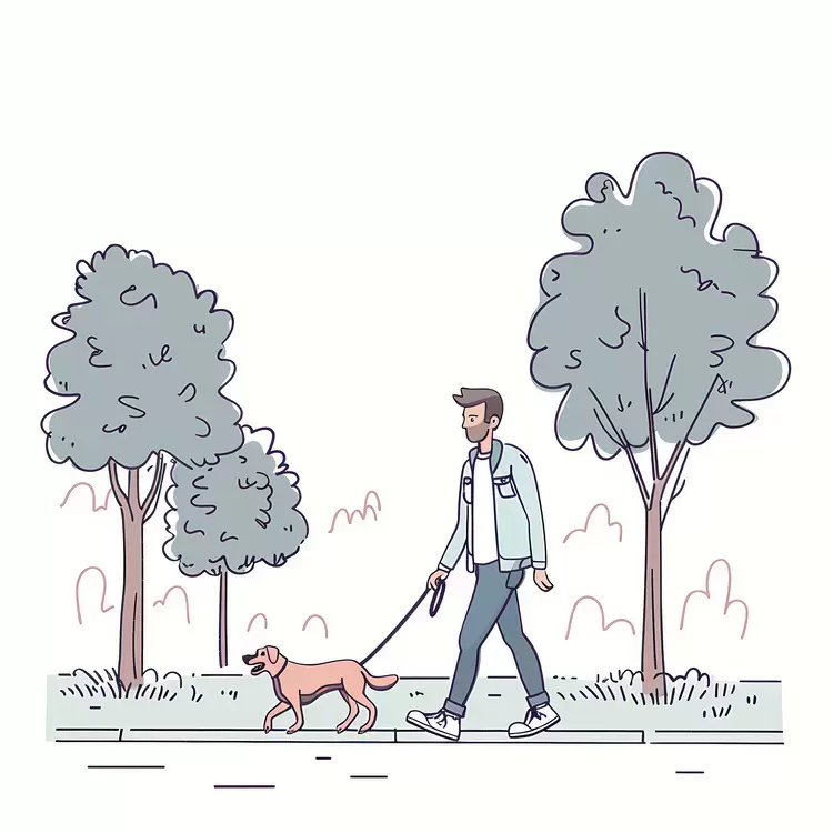 Clouds Man walking dog Park Sidewalk People
