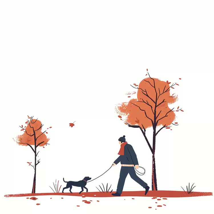 scenic park man walking dog outdoors