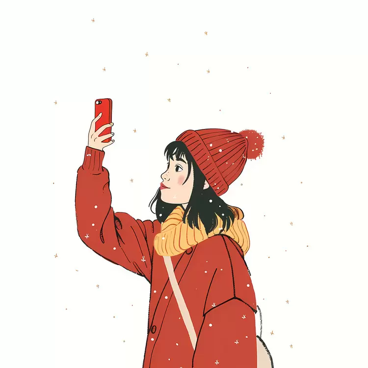 Snow Red gloves Fashion Cartoon characters Phone