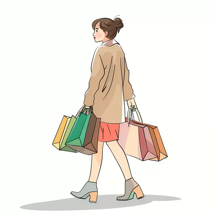 Woman Shopper Cartoon bags Shopping