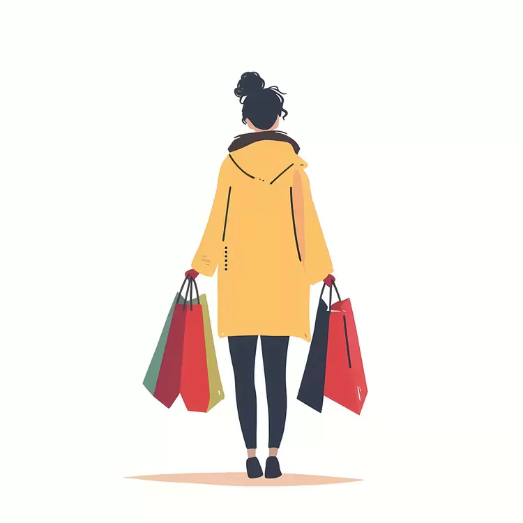 woman shopping brown hair white t shirt casual outfit