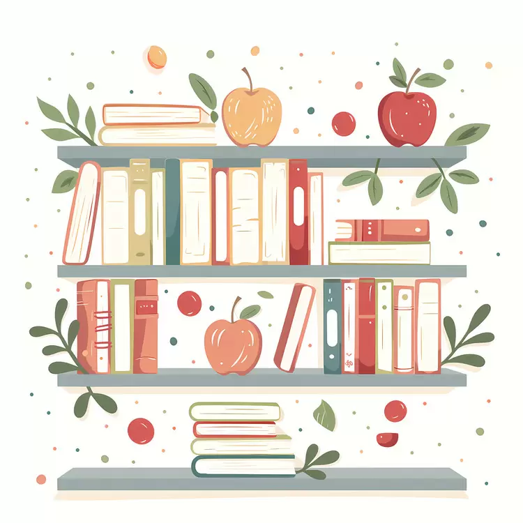 literature books shelves learning