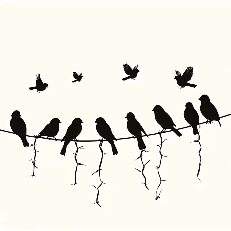 flying birds black and white still life modern art silhouette