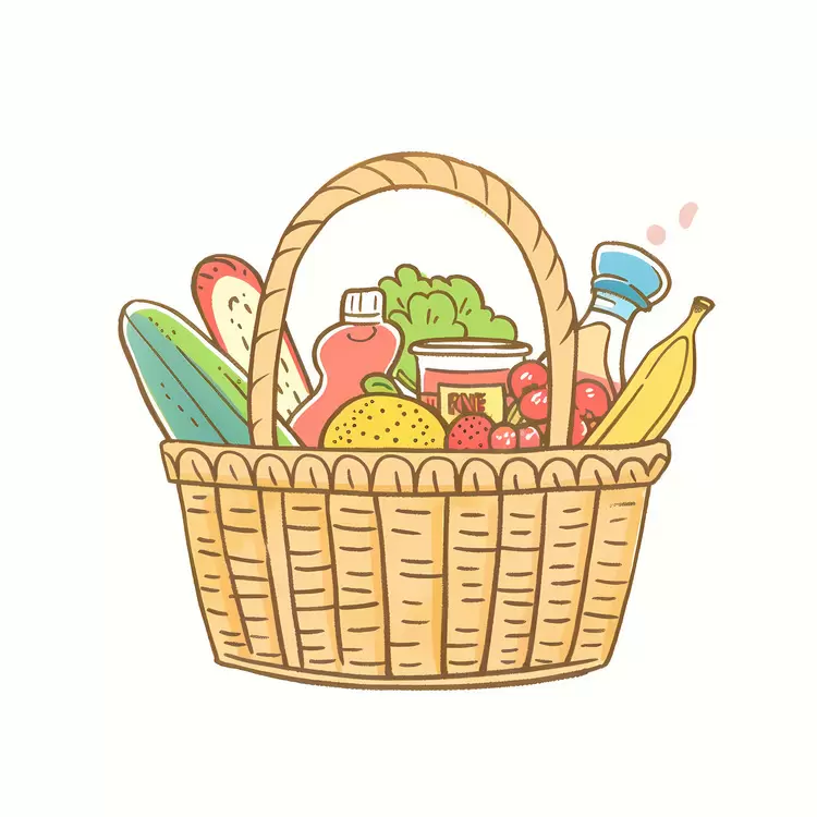 baskets of food healthy snacks grocery items shopping basket food basket