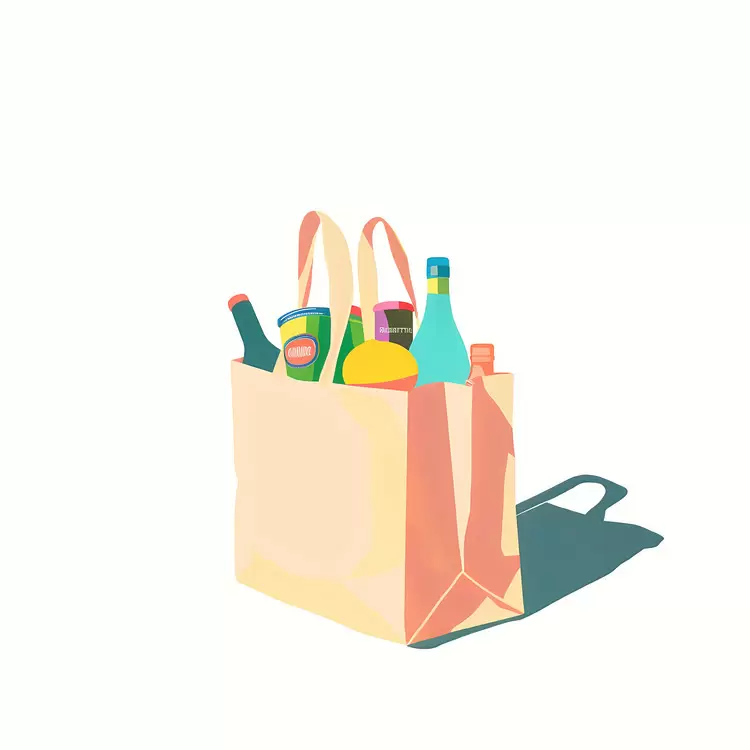 Snack foods Bag of groceries Soft drinks Beer