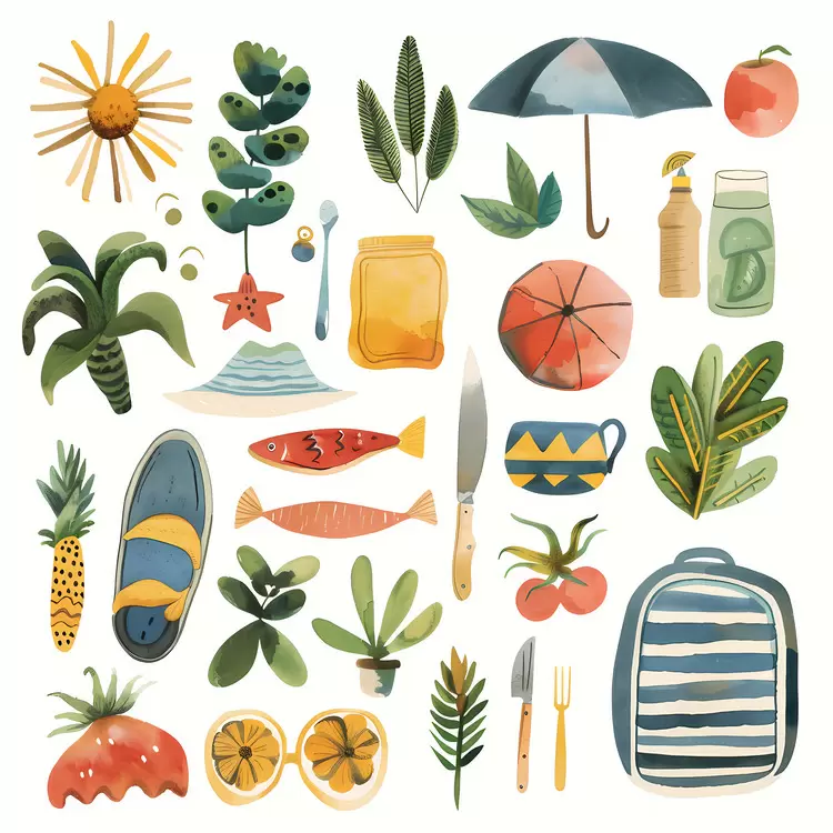 Outdoor Summer Clothing Fruits Watercolor