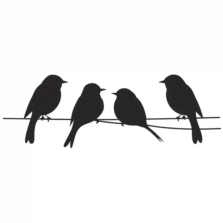 simple on a wire minimalistic bird black and white