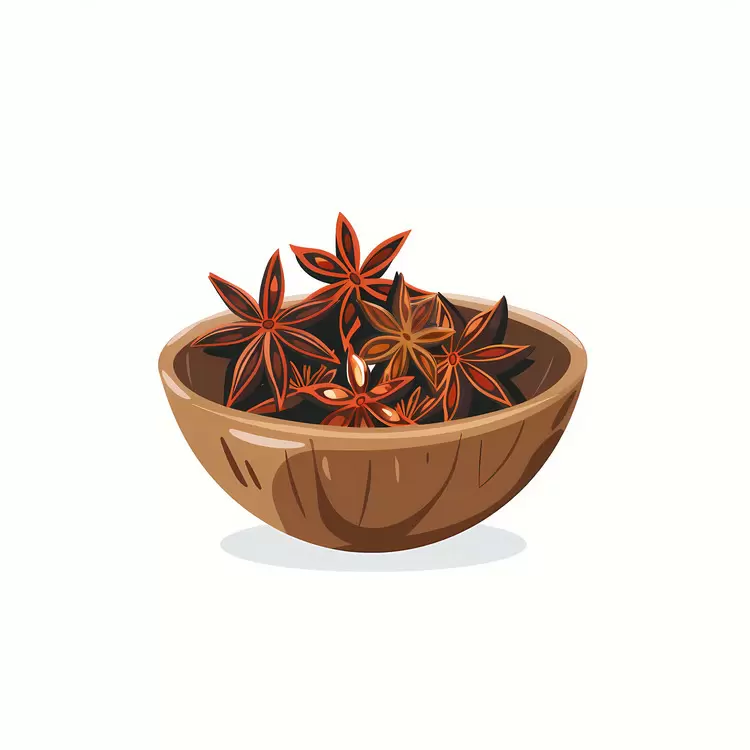 Star Anise Colorful Saffron Stigmas Fruits Wooden Bowl