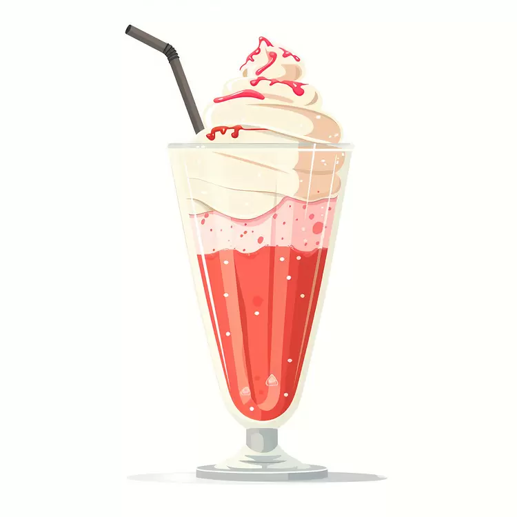 red color milkshake whipped cream white background sweet