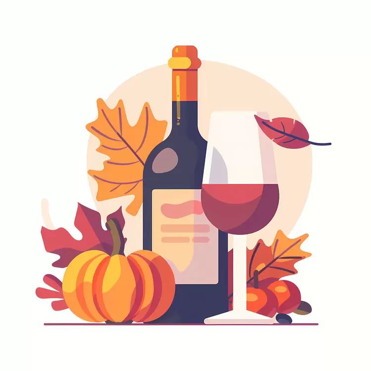 wine bottle glass of wine fall colors fall leaves autumn decorations