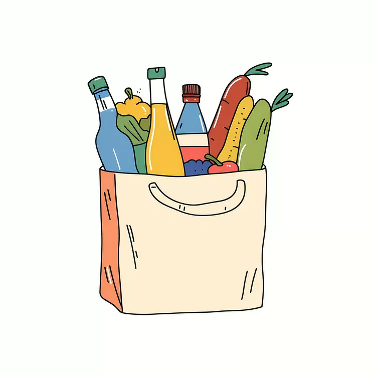 Bag of groceries beverage containers of yogurt food grocery store