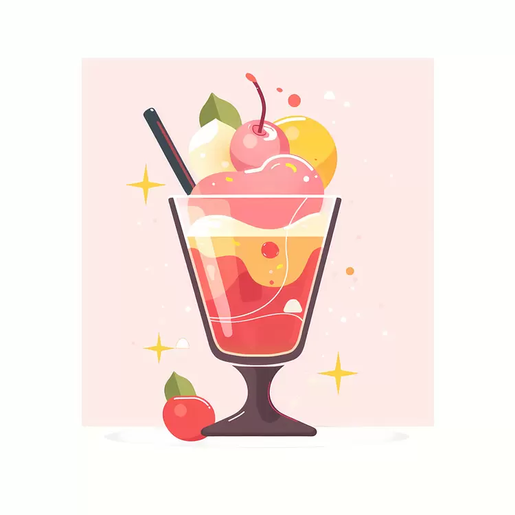 chocolate syrup cherries Ice Cream Float Sweet delicious