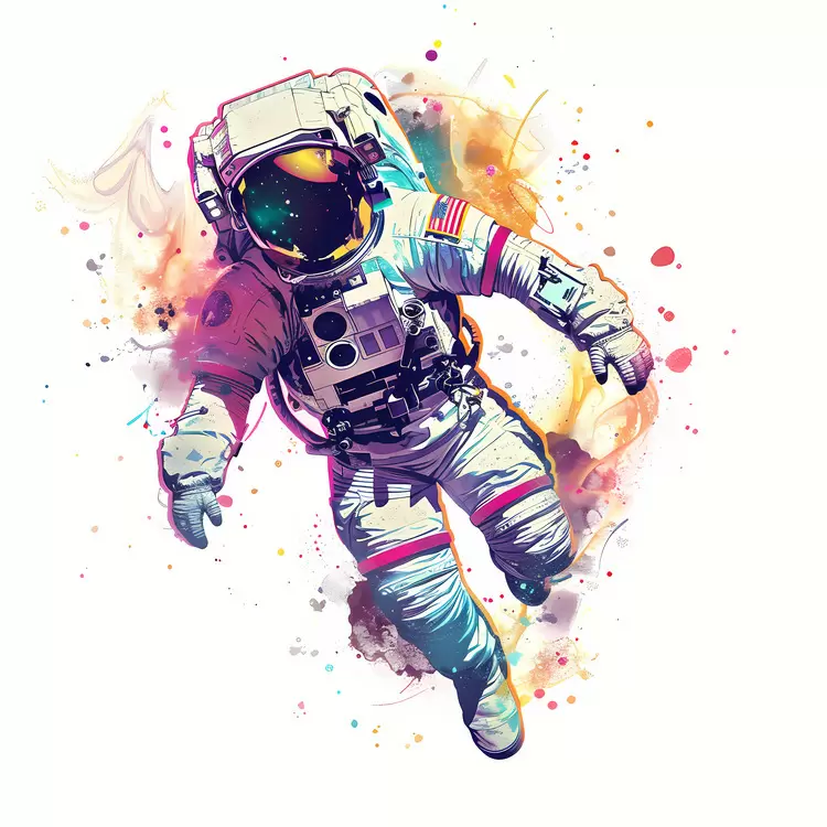 Futuristic Watercolor Digital painting Space suit Stylized