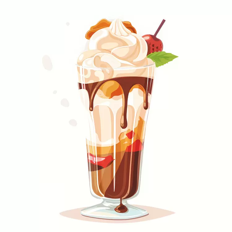 Ice Cream Float chocolate sauce glass dessert