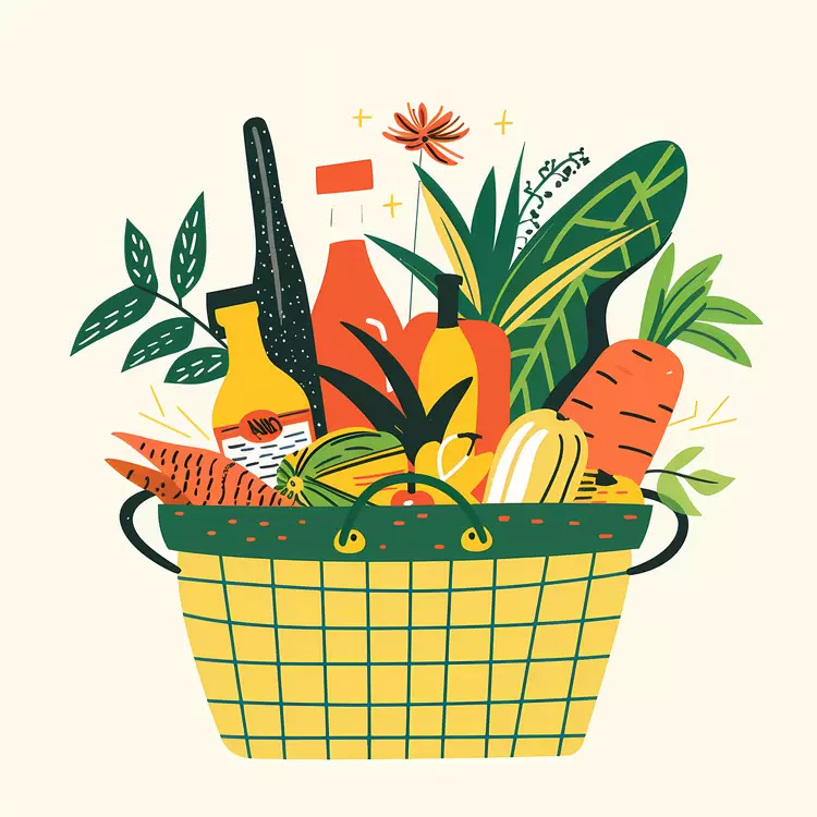 Basket of groceries garden The intended size of the shopping fruits