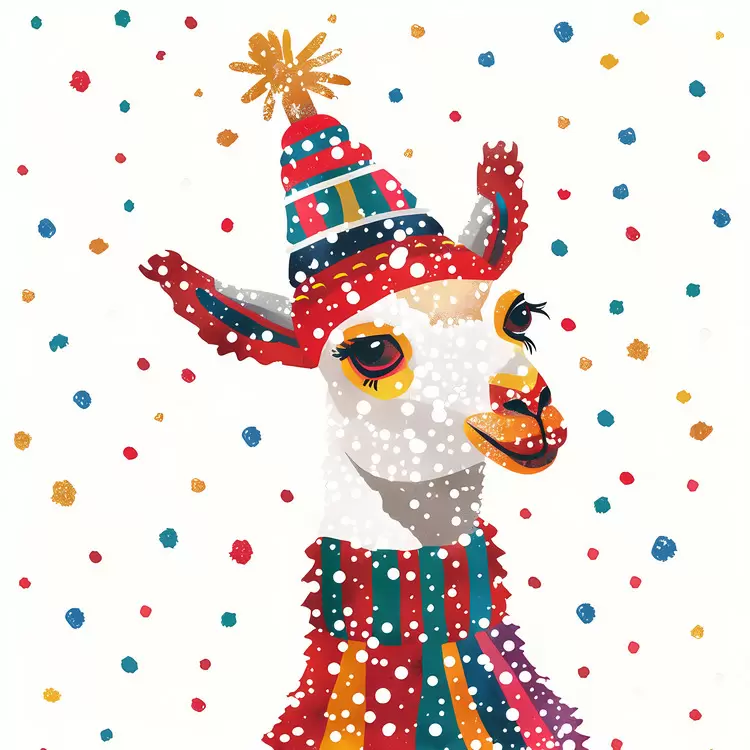 llama in a festive sweater llama wearing a hat and scarf llama with a colorful scarf Christmas Llama