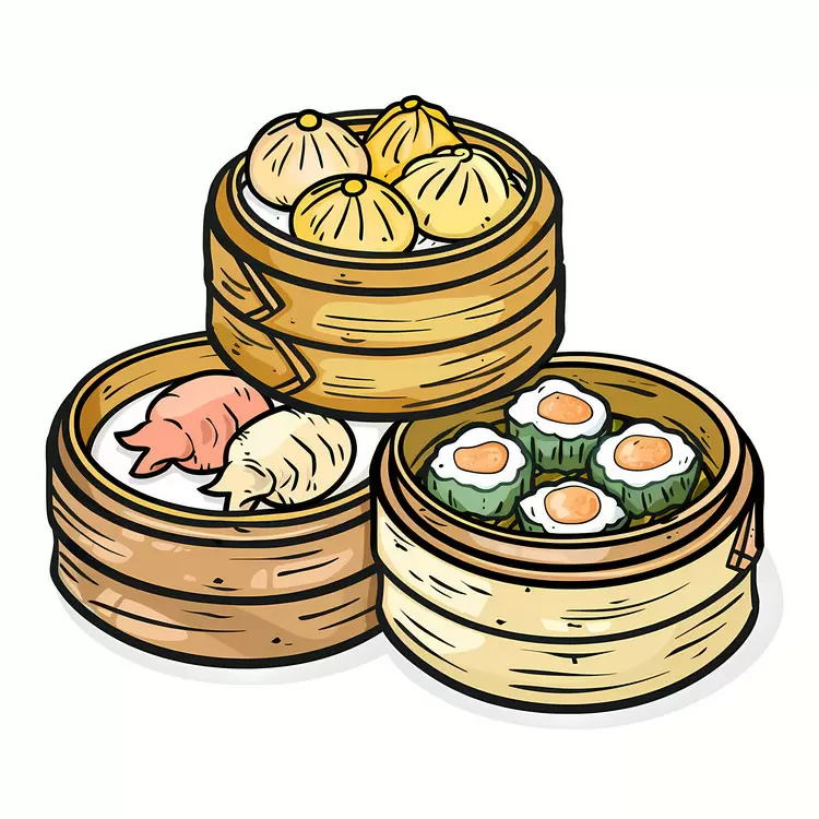 Dim sum Chinese dumpling vector stuffed bun