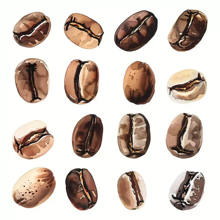 brown textured hand-painted rustic Coffee Beans