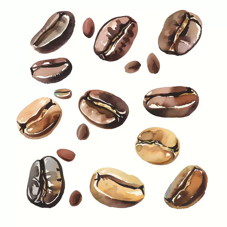 watercolor illustration coffee beans coffee bean design coffee bean illustrations roasted coffee