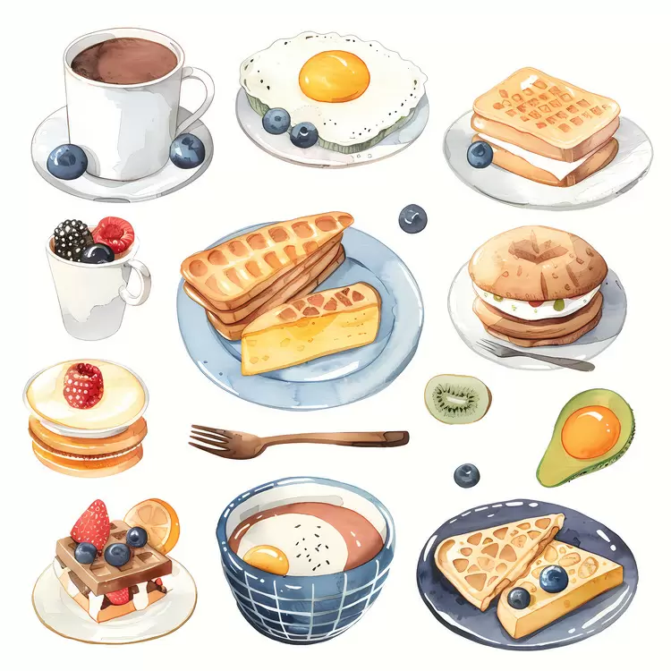 bacon toast Breakfast eggs coffee cup