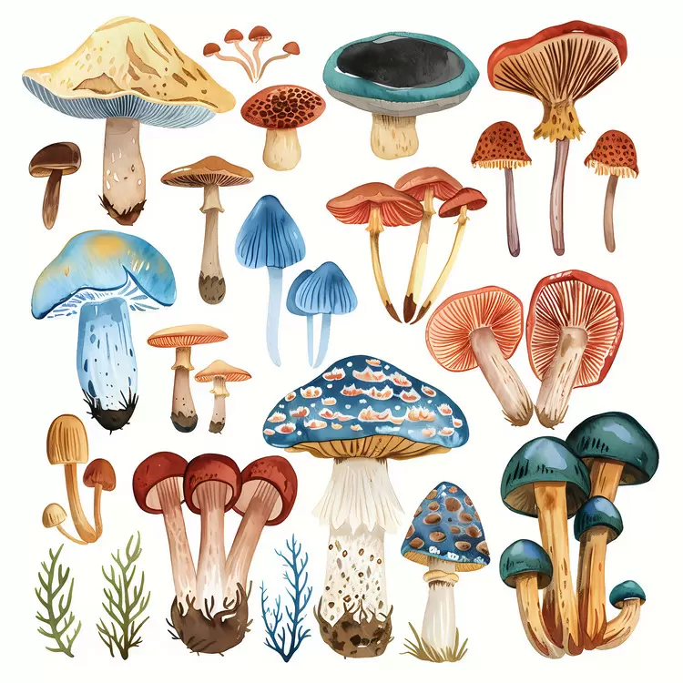 illustrated mushrooms botanical mushrooms whimsical mushrooms fairy tale mushrooms fantasy mushrooms